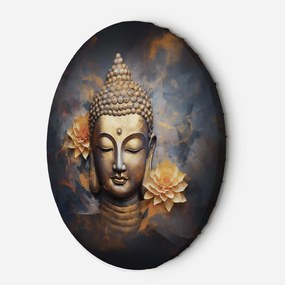 Gario Okrúhly obraz na plátne Zlatý Budha a kvety Rozmery: 80 x 80 cm