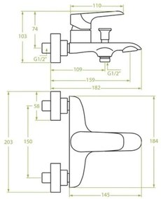 Laveo Alea, vaňová/sprchová batéria nástenná h-103, chrómová-biela, LAV-BLE_610D