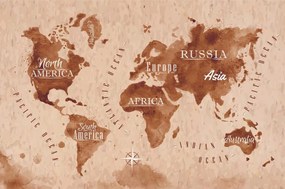 Tapeta stará mapa sveta v sépiovom prevedení