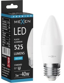 Mexen Nova, LED žiarovka E27, C37, 5W, Neutrálna - 4000K, 525 lm - L102-E27-0540-01