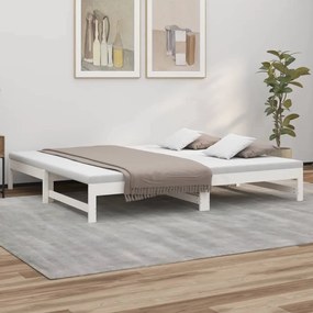 Rozkladacia denná posteľ biela 2x(100x200) cm borovicový masív 823400