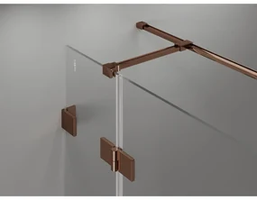 Mexen Lunar T, sklápací sprchový kút ľavý 135 x 110 cm, 8mm číre sklo, profil ružové zlato, 834T-135-110-60-00-L