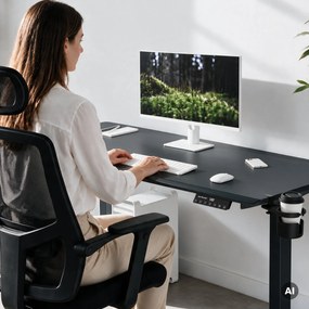 Elektrický stôl s reguláciou výšky ergonomický antracitový,1600x800 mm: ARIA