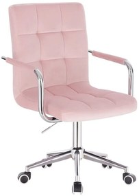 LuxuryForm DESIGN Stolička VERONA VELUR na strieborné podstave s kolieskami - ružová