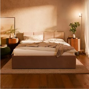 Manželská posteľ BORGO Velvet 160×200 cm béžová