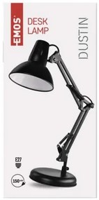 EMOS Stolná retro lampa DUSTIN, 1xE27, 25W, čierna