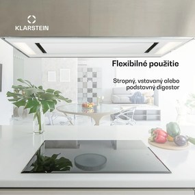 Klarstein Remy, digestor, 90 cm, stropný, 620 m³/h, diaľkové ovládanie, biely