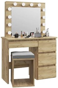 Bestent Toaletný stolík s LED zrkadlom Cleopatra Dub craft