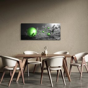 Obraz zelených abstraktných gulí (120x50 cm)