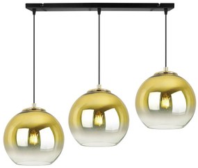 Závesné svietidlo Bergen Gold, 3x zlaté/transparentné sklenené tienidlo (fi 20cm)