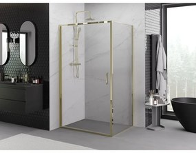 Mexen Exo, výklopný sprchový kút 90 x 80 cm, číre sklo, zlatá, 817-090-080-50-00