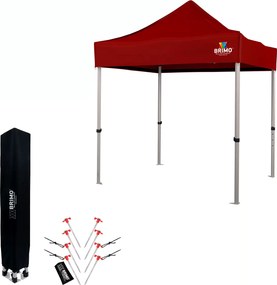BRIMO Nožnicový párty stan EXCLUSIVE ALU 2x2 m bez stien červený