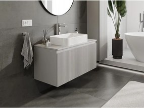 Mexen Rivel, kúpeľňová skrinka 100 cm s hornou časťou, 1 zásuvka, drážkovaná, sivá matná, 91A20-10047-1-BFC62