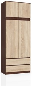 Šatníková skriňa s nadstavcom Star 90 cm wenge/dub sonoma