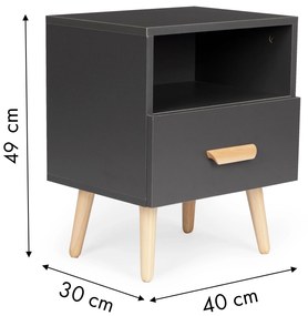 ModernHome Nočný stolík so zásuvkou - čierny