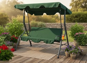 Garden Line ZÁHRADNÁ HOJDAČKA 170 x 110 x 153 CM TMAVO ZELENÁ BEZ OPIERKY NA NOHY. S DRŽIAKMI NA POHÁRE