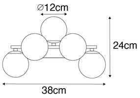 Moderná nástenná lampa čierna s dymovým sklom 5-svetlo - Bianca