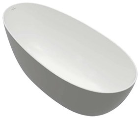 VILLEROY &amp; BOCH Antao voľne stojaca vaňa z materiálu Quaryl (bez spoja medzi panelom a vaňou), odtok v strede, vrátane napúšťania vane SilentFlow, 1700 x 750 x 504 mm, Colour on Demand, Stone White, UBQ170TAO7TF2BCVRW