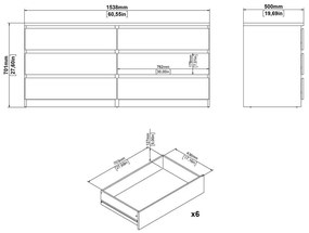 Komoda v dekore duba v prírodnej farbe 154x70x50 cm Naia – Tvilum