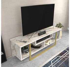 TV stolík/skrinka Aslana 120 (biela + zlatá) . Vlastná spoľahlivá doprava až k Vám domov. 1101386
