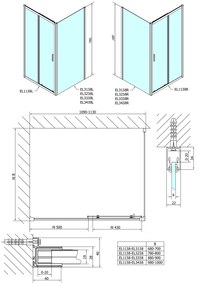 Polysan Polysan, EASY LINE sprchové dvere 1100mm, sklo BRICK, EL1138