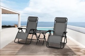 MI Sada 2x ležadlo DELUX sivé + stolík