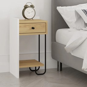 Biely/v prírodnej farbe nočný stolík v dekore duba s poličkami Mercure – Marckeric