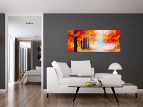 Obraz - Olejomaľba, farebná jeseň (120x50 cm)