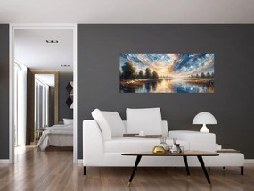 Obraz - Maľba slnka nad vodou (120x50 cm)