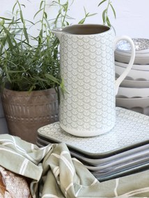 Zelený porcelánový džbán s ornamentami Arés Verte - 15 * 9 * 20cm / 1100ml