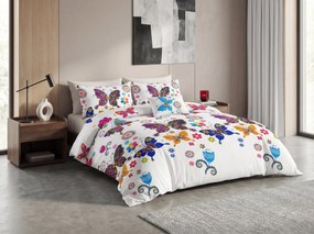 Obliečky z mikrovlákna FAREBNÝ MOTÝĽ biele Rozmer obliečky: 2 ks 70 x 90 cm | 200 x 220 cm