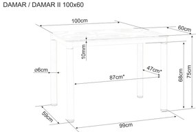 Čierny jedálenský stôl DAMAR 100x60 cm, dekor dub artisan