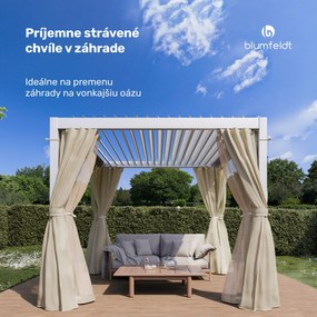 Blumfeldt LuminaHaven Pergola 3x3 so závesmi a moskytiérou