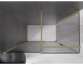 Mexen Velar, sprchový kút s posuvnými dverami 140 x 70 cm, 8mm šedé sklo, zlatá matná, 871-140-070-41-55