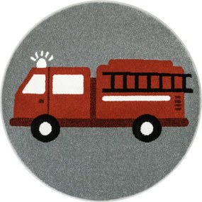 Koberec Lima G752A hasičské auto, červený / sivý kruh