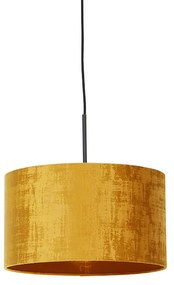Moderné závesné svietidlo čierne so žltým tienidlom 35 cm - Combi