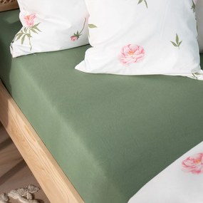 Goldea plachta jersey s napínacou gumou - khaki 120 x 200 cm
