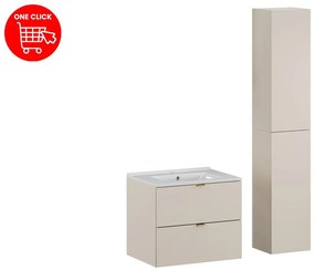 Koupelnová sestava Adele Cashmere Lava se zápustným umyvadlem a skříňkami 60 cm kašmírová/dub wotan