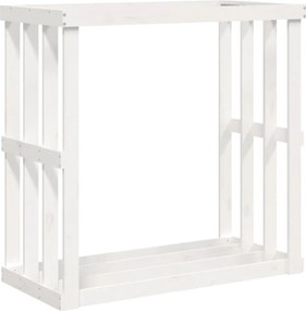 vidaXL Vonkajší držiak na polená biely 108x52x106 cm masívna borovica