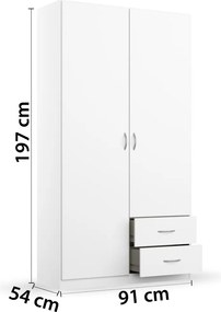 Šatníková skriňa Case, 91 cm, biela