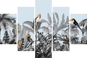 Obraz zvierat v tropickom lese (150x105 cm)