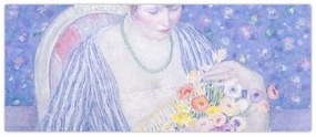 Obraz - Frederick Carl Frieseke,  The Basket of Flowers, reprodukcia (120x50 cm)