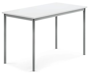 Stôl SONITUS, 1200x700x760 mm, HPL - biela, strieborná