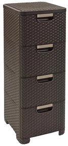 Tmavohnedá plastová vysoká kúpeľňová skrinka 33x79 cm Rattan – Curver