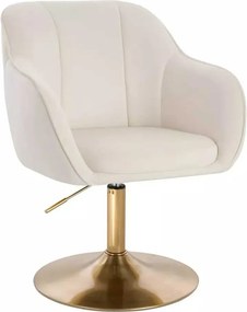 LuxuryForm DESIGN Stolička AVOLA VELUR na zlatom tanieri - biela