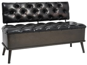 Úložná lavica s operadlom 110 cm čierna umelá koža 339297