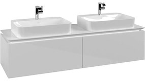 VILLEROY &amp; BOCH Legato závesná skrinka pod dve umývadlá na dosku, 2 zásuvky, 1600 x 500 x 380 mm, Glossy White, B76700DH