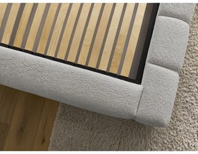 Svetlosivá čalúnená dvojlôžková posteľ s úložným priestorom s roštom 180x200 cm Denali – Bobochic Paris