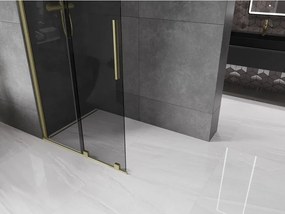 Mexen Velar, sprchová zástena s posuvnými dverami Walk-in 120 x 200 cm, 8mm šedé sklo, zlatá matná, 871-120-000-43-55