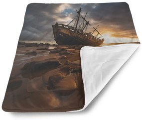 Sablio Deka pre bábätko Vrak lode pri západe slnka - 90x120 cm